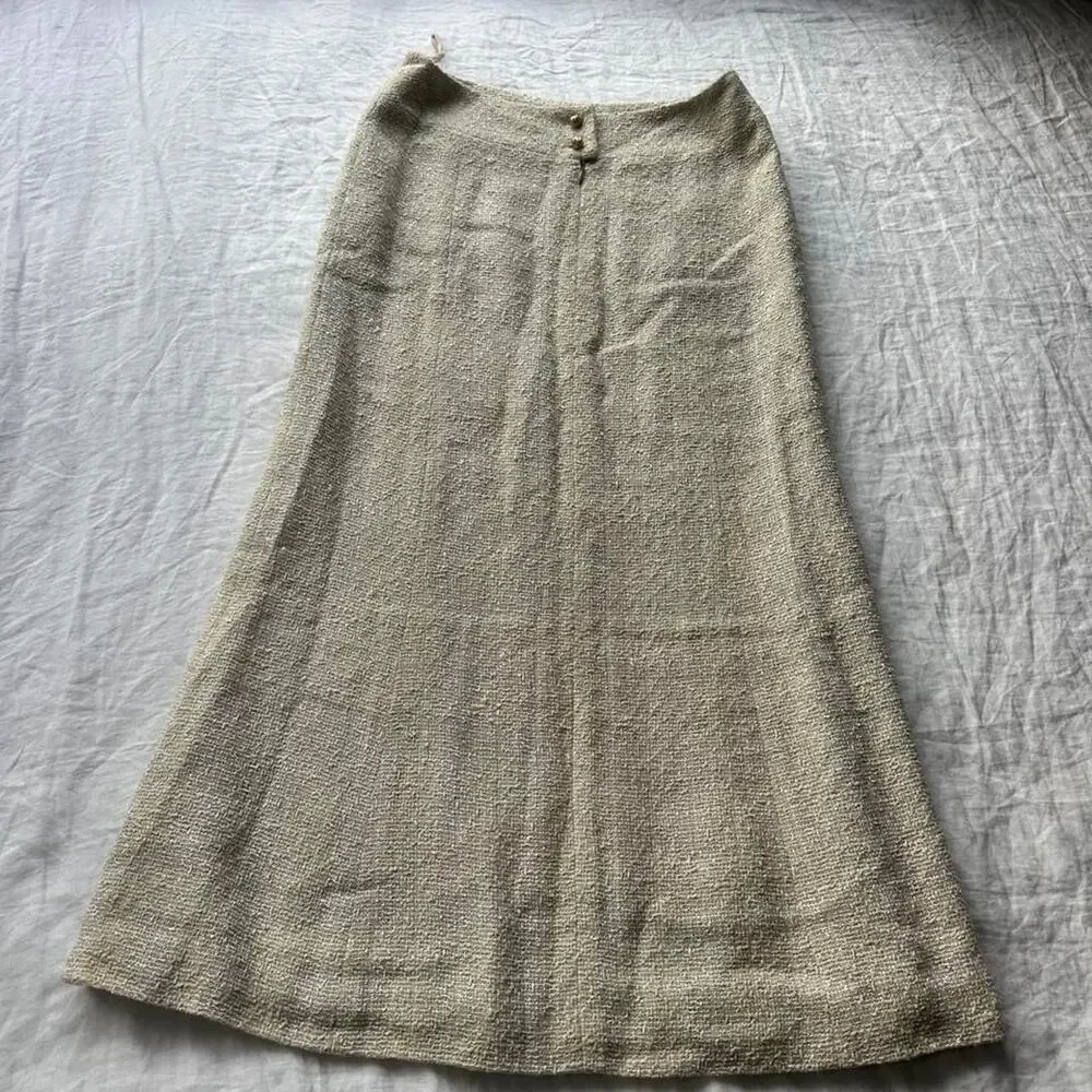 Chanel beige tweed midi skirt